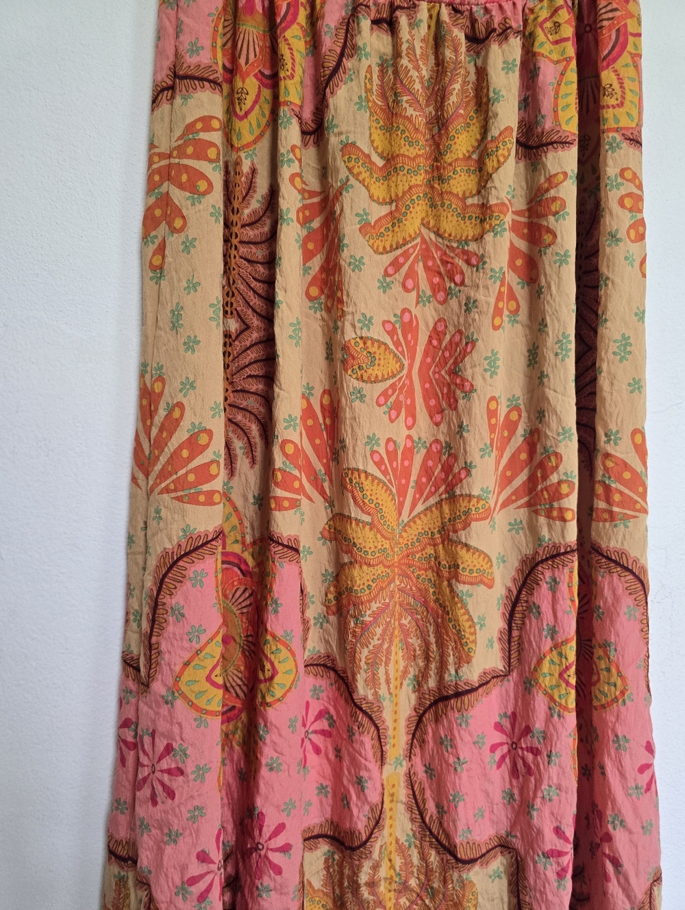 NWOT Calypso St Barth Boho Mandala Print Midi Skirt Coral Peach Size M - Picture 4 of 12